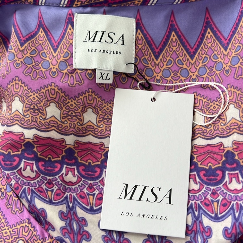 SOLD NWT Misa Los Angeles Violet Geometric Belted Twiggy Dress Size XL Reg. $345 - Picture 8 of 12